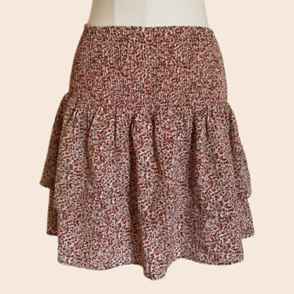 MinkPink Pink Floral Layered Mini Skirt Size Small